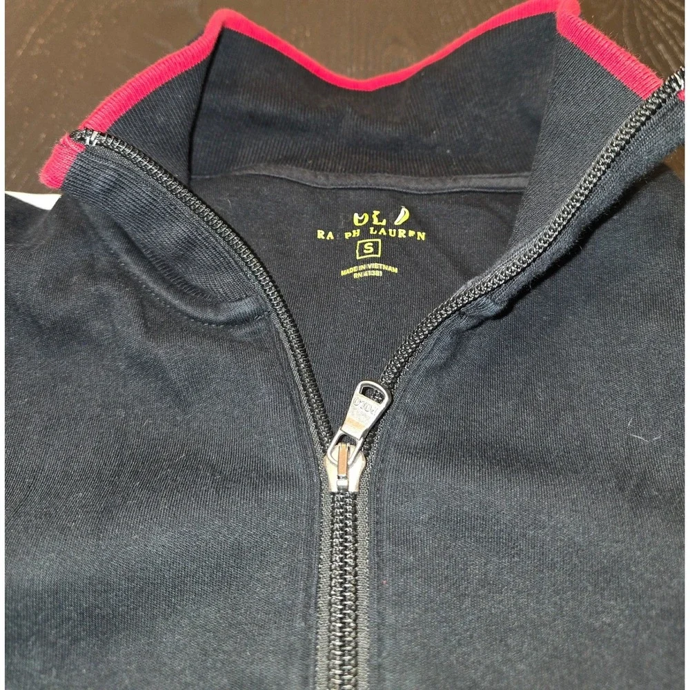 Polo Ralph Lauren Mens Track Jacket Black Red White Full‎ Zip Pony Logo Small